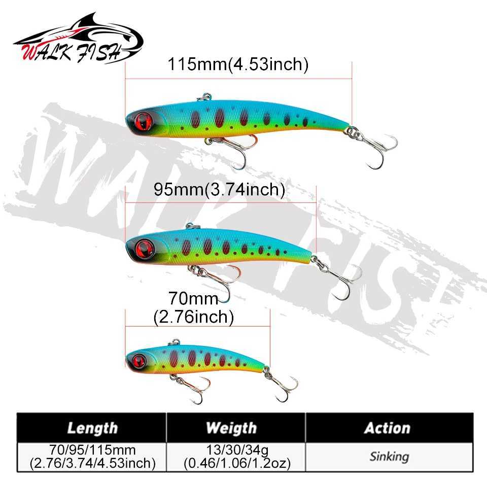 WALK FISH 1PCS New VIB Lure 13g 24g 30g 34g Fishing lure Winter ice Sinking Artificial Swimbait Fishing Rattlin Bait Japan HookXJ250122