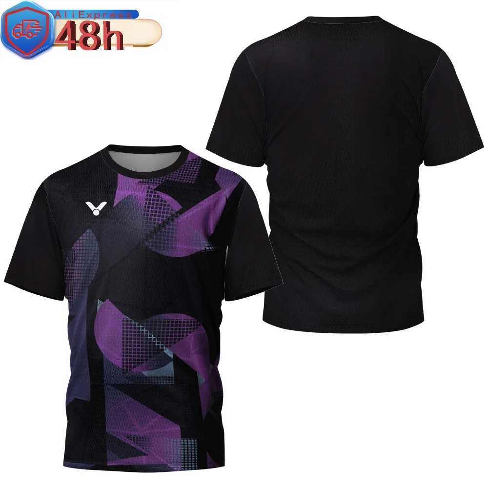 Spliced Geometry Badminton T-Shirt Luxury Brand Short Sleeve Mens Summer Table Tennis T-Shirt Quick Dry Short Sleeve T-Shirt X250203