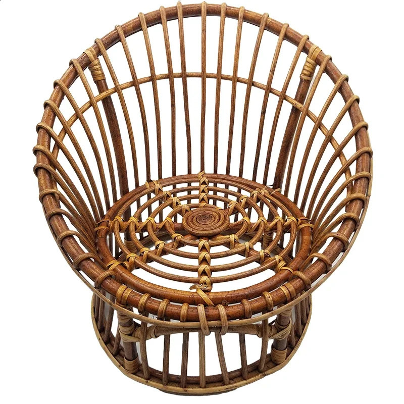 born Pography Props Handmade Round Rattan Chair Baby Bed Infant Prop Shoot Studio Posing Accessories Sofa 250110
