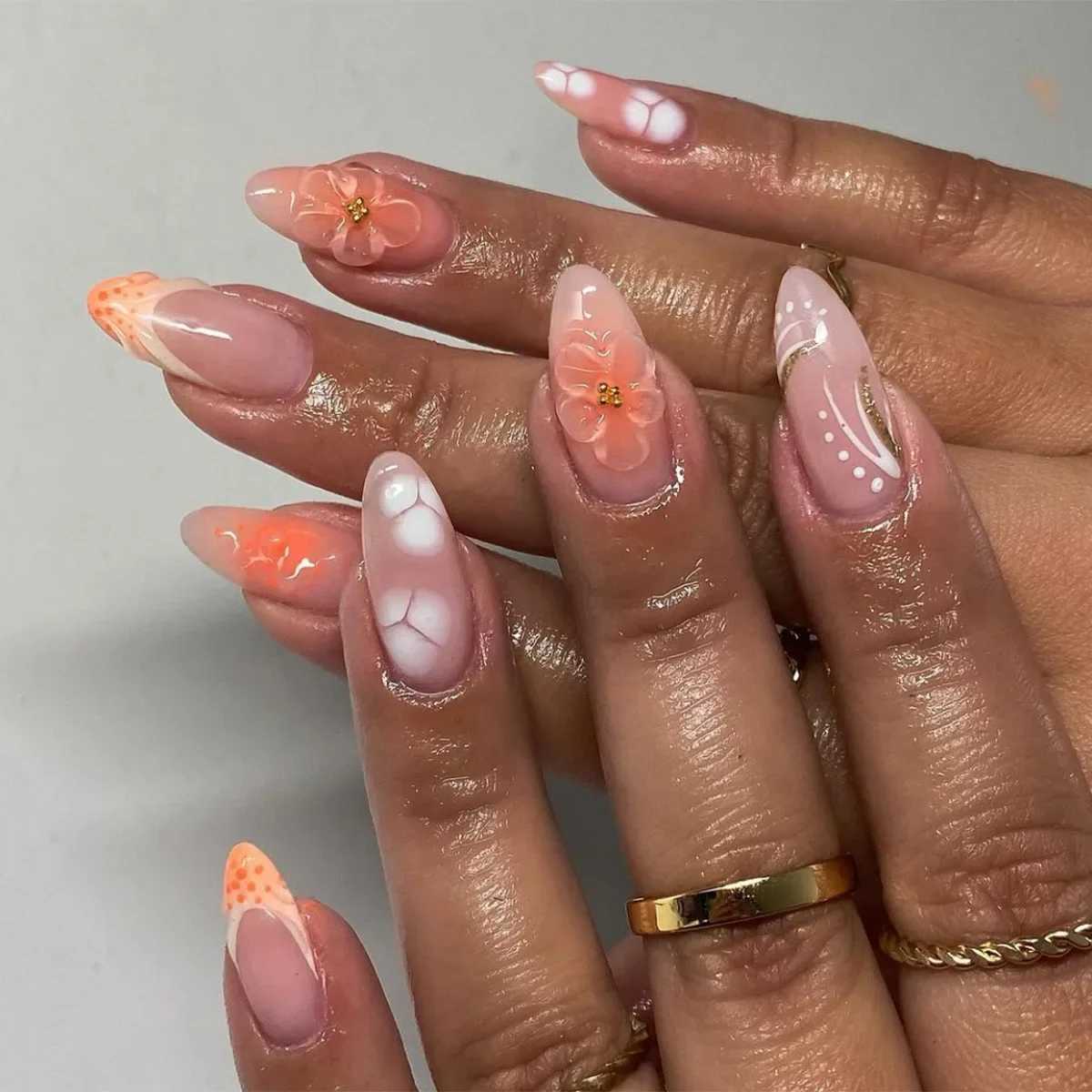24pcs Detachable Almond bowknot French False Nails Stars Love Glitter Design Press on Nails Fake Nials DIY Manicure NailsW250120