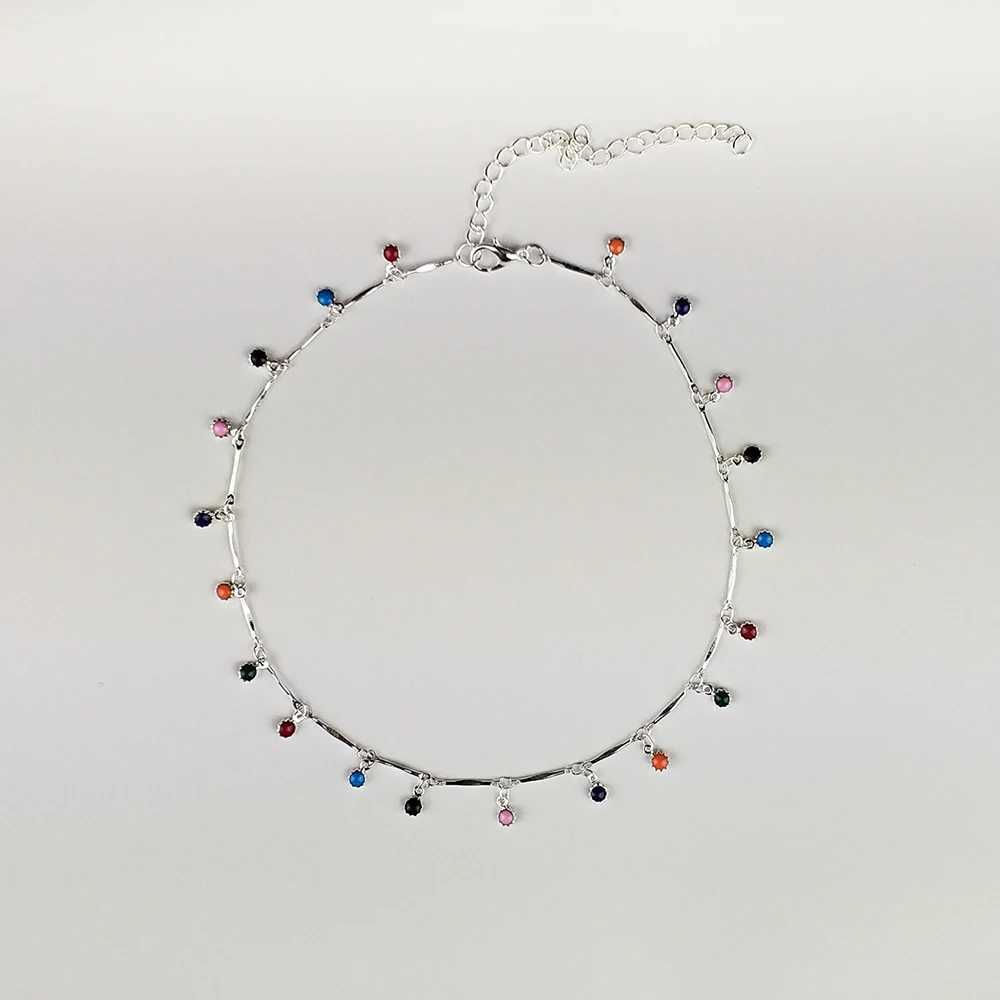 Bohemian Necklace Pendant for Women Charm Colorful Stone Chain Neck Chockers Necklace Handmade Party Collares JewelryXJ250121