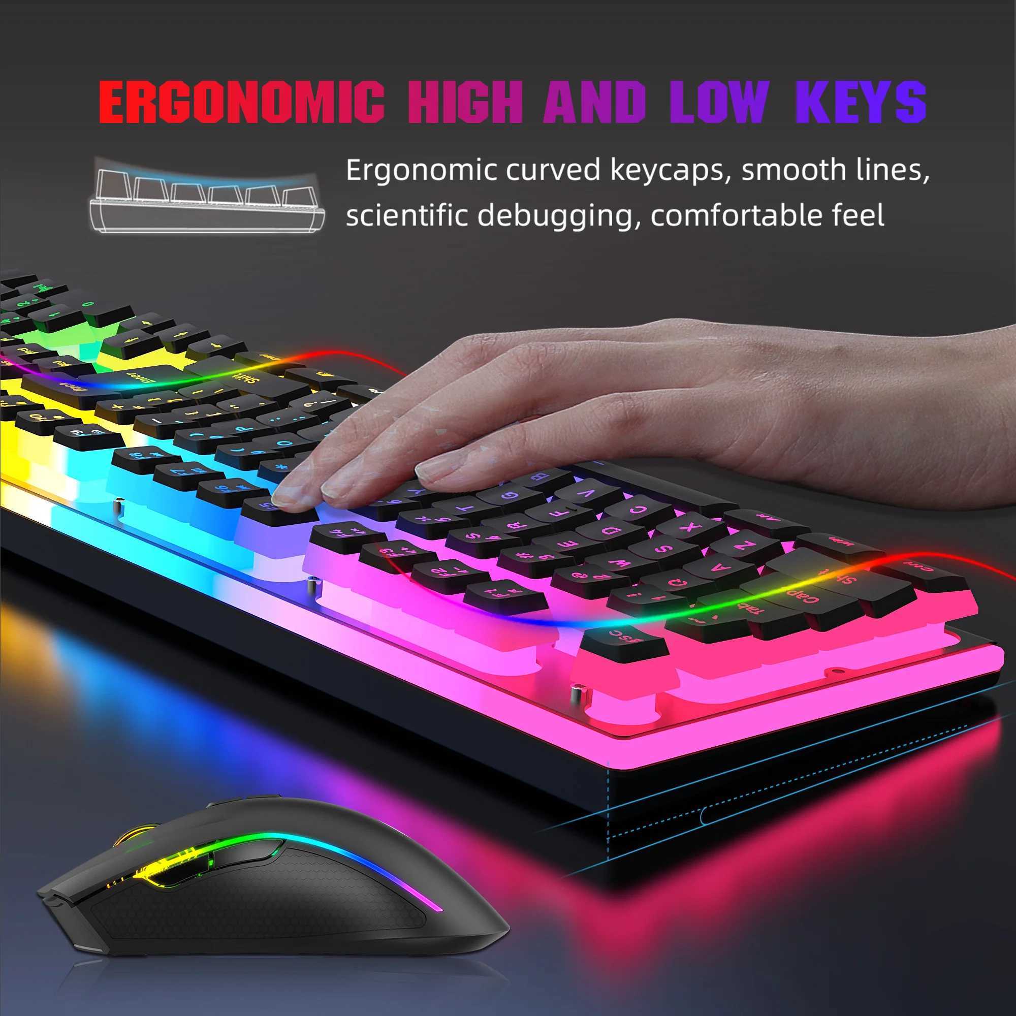 2025 New arrival HXSJ L96 104 keys 2.4G wireless pc keyboard mechanical feeling gaming keyboard and mouse combos for laptop game X250203