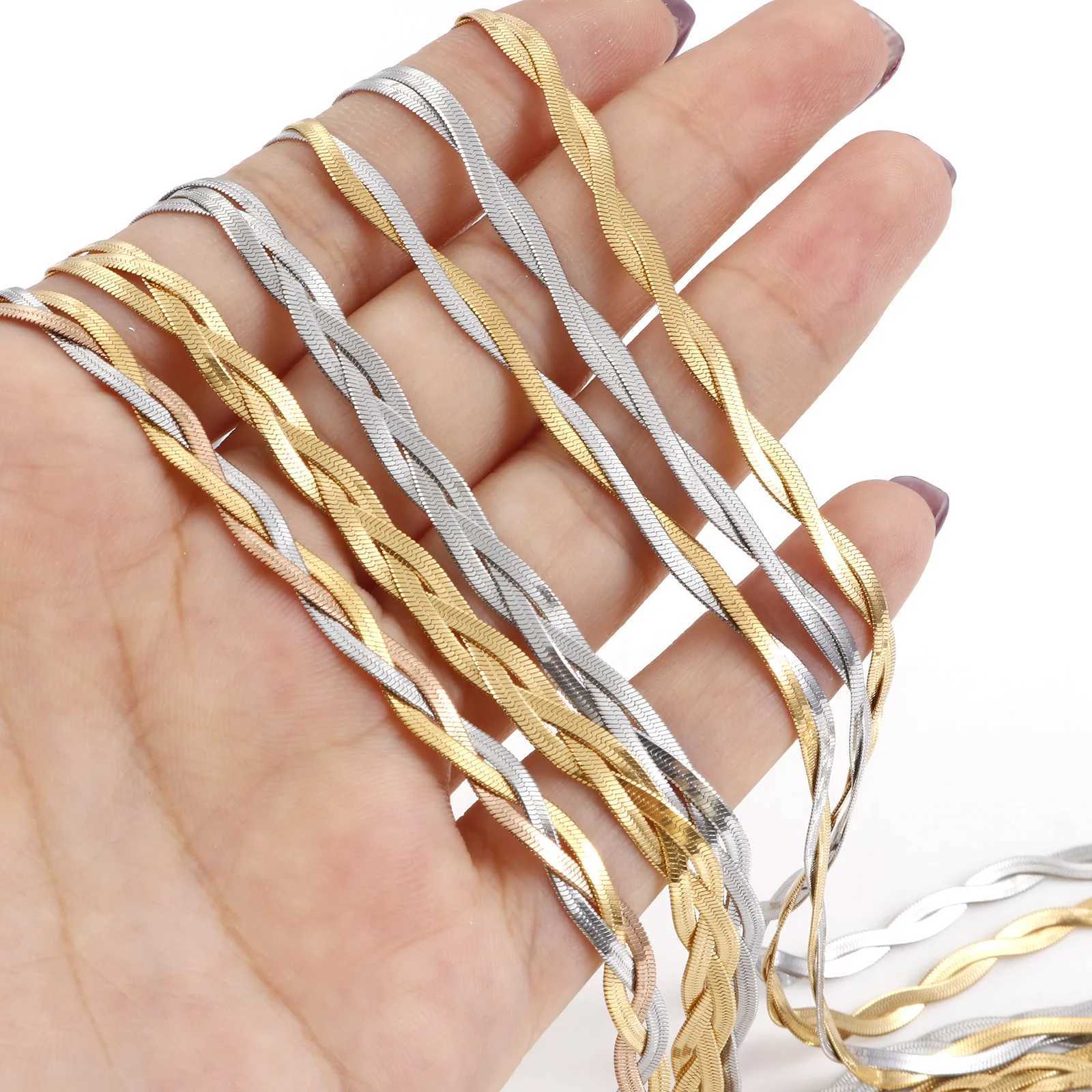304 Stainless Steel Twist Chains Bracelets For Women Gold/Silver Color Snake Chain Bracelet Men Fashion Punk Jewelry 18.5cm Long W250121