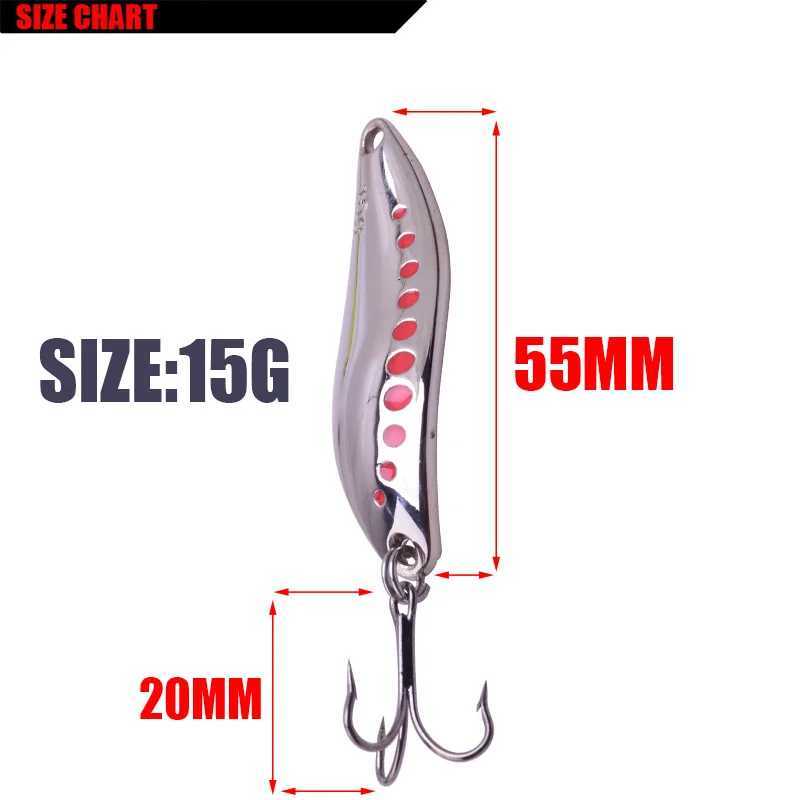 Metal Vib Leech Spinners Spoon Lures 10g 15g 20g Artificial Bait with Feather Hook Night Fishing Tackle for Bass Pike PerchXJ250122