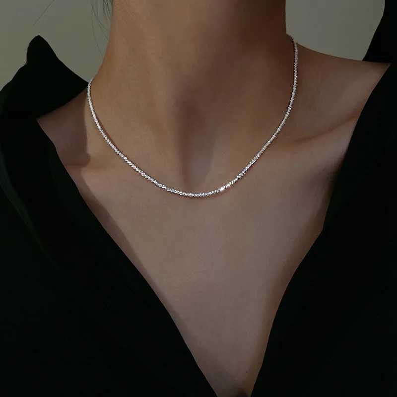 Popular 925 Sterling Silver Sparkling Clavicle Chain Choker Necklace Collar For Women Fine Jewelry Wedding Party Birtay GiftXJ250114