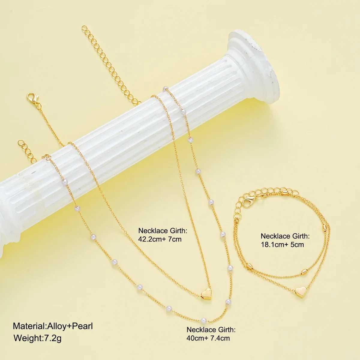 XINYI Simple Pearl Choker Necklaces for Women Fashion Double Layer Chain Small Love Heart Pendant Necklace Jewelry GiftsXJ250121