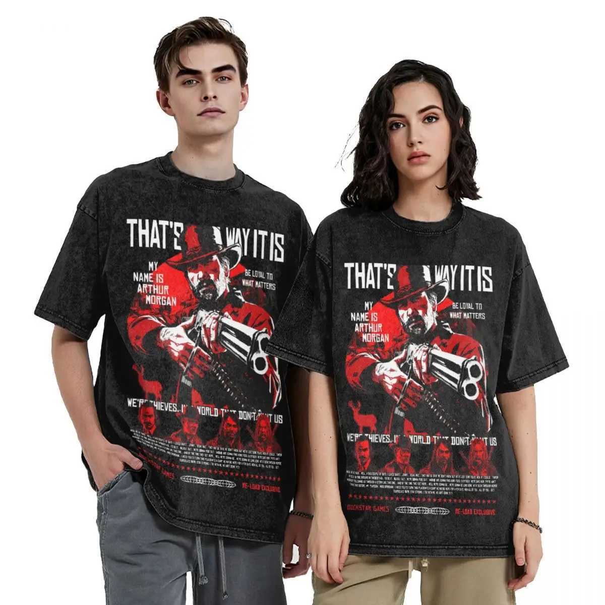 Red Death Redemption 2 T-shirt Summer Movie Y2K Classic T-shirt 2024 Cotton Hippie T-shirt Mens Short Sleeve Printed T-shirt X250203