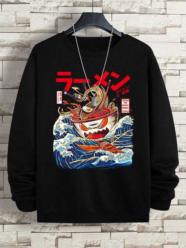 Harajuku Comics Sea Sushi Noodles Hoody Men Oversized Fashion Casual Fleece Pullover Clothing Sweatshirt Loose Comfortable HoodyXJ2500118