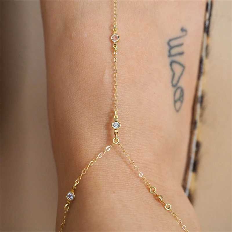 Fashion Rhinestone Thin Chain Anklets For Women Vintage Gold Silver Color Ankle Bracelet Boho Beach Jewelry Summer AccoriesXJ250121