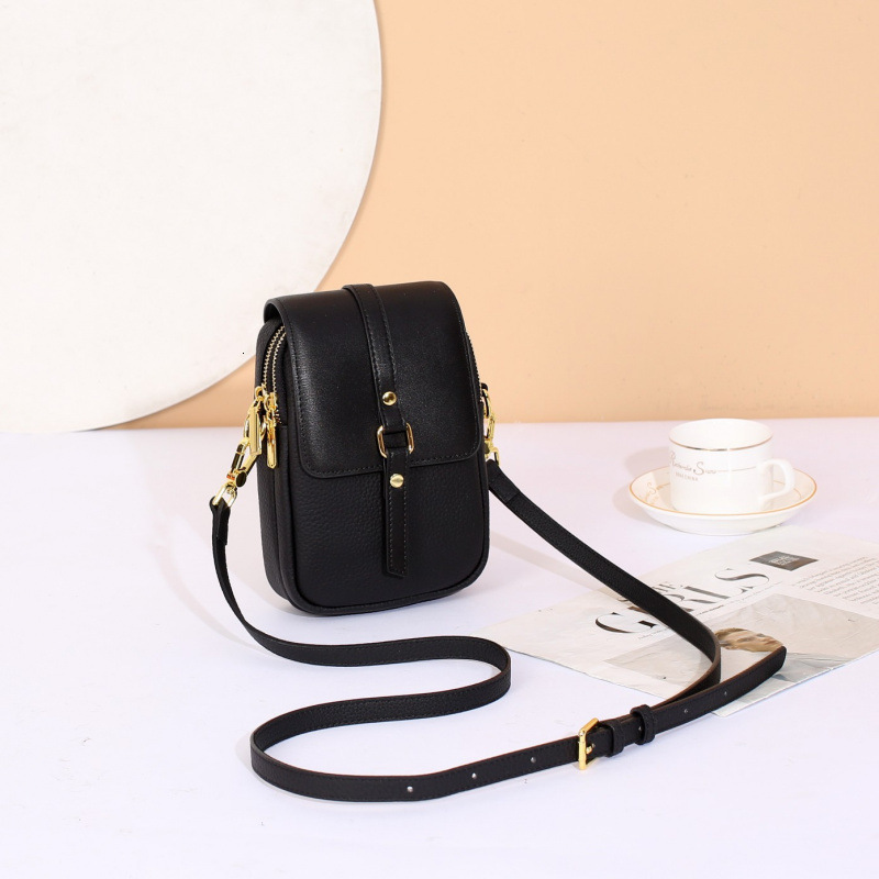 Bag Mobile Made Of Genuine 2025 Trendy Small Soft Leather Mobile Phone Women's Crossbody Bag, High-End Single Shoulder Bag