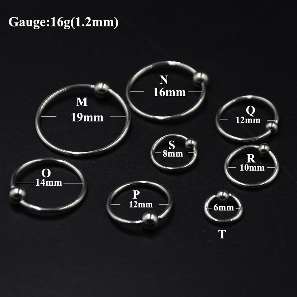 10pcsLot Steel Large Size Captive Bead Lip Rings BCR Nipple Eyebrow Tragus Ear Hoop Earrings Piercing Body Jewelry 250110
