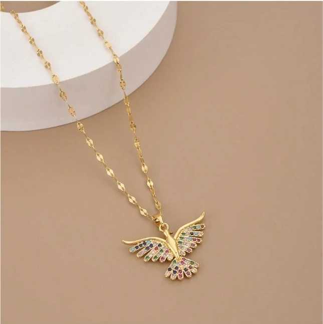 1 Piece Titanium Steel Chain Fashionable Unique Colorful Eagle Totem Pendant Necklace Personalized Animal Jewelry GiftXJ250121