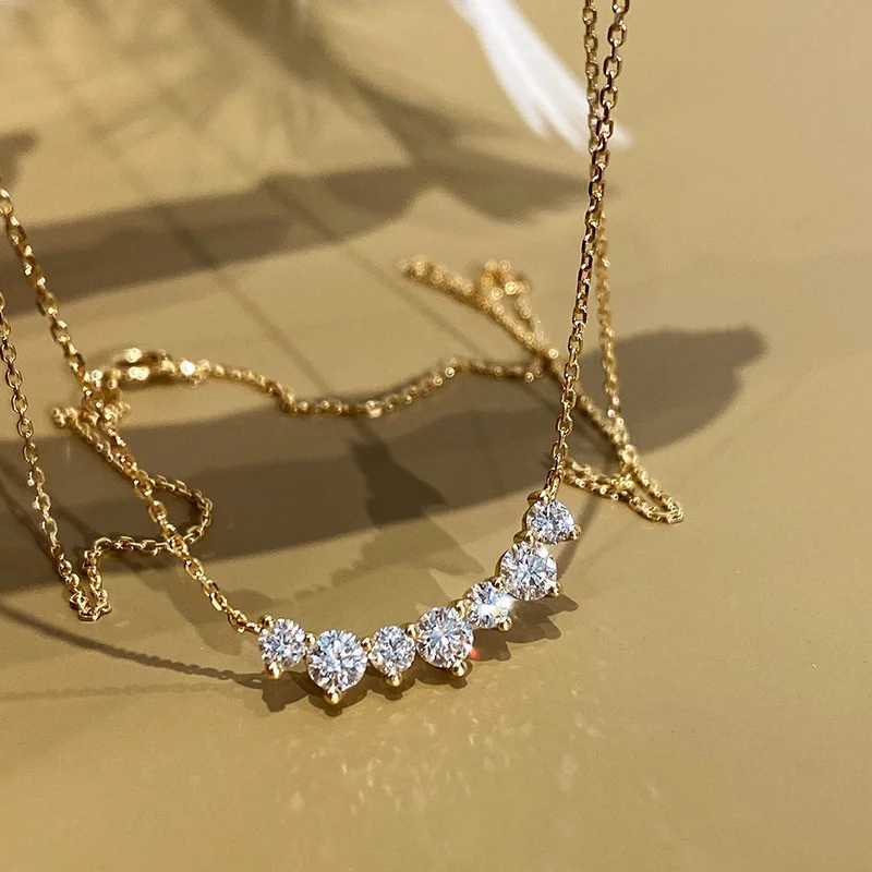 925 Sterling Silver Plated 18K Gold Geometric CZ Pendant Necklace For Women Wedding Party Fine Jewelry GiftXJ250114
