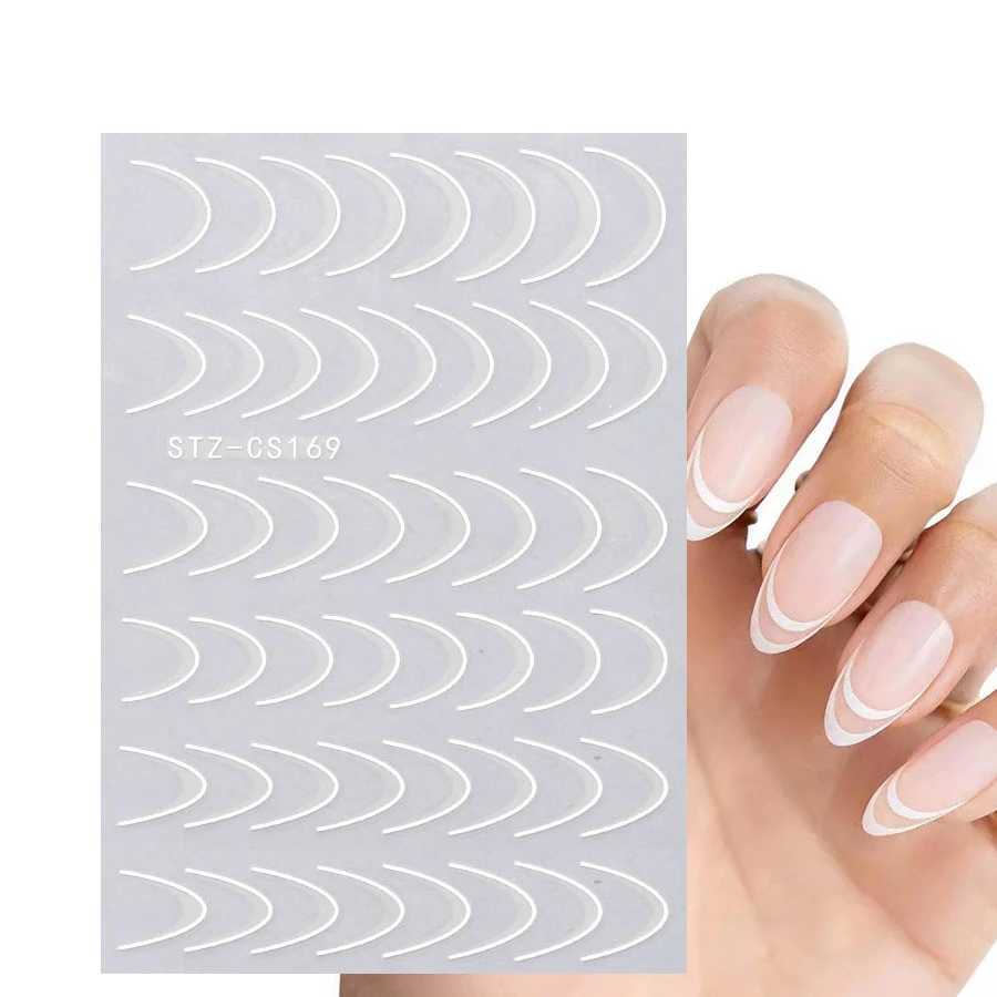 4 Sheets Nail Stickers French Style Metallic Lines Easy to Apply Adhesive Nail Art DecalsXJ250120