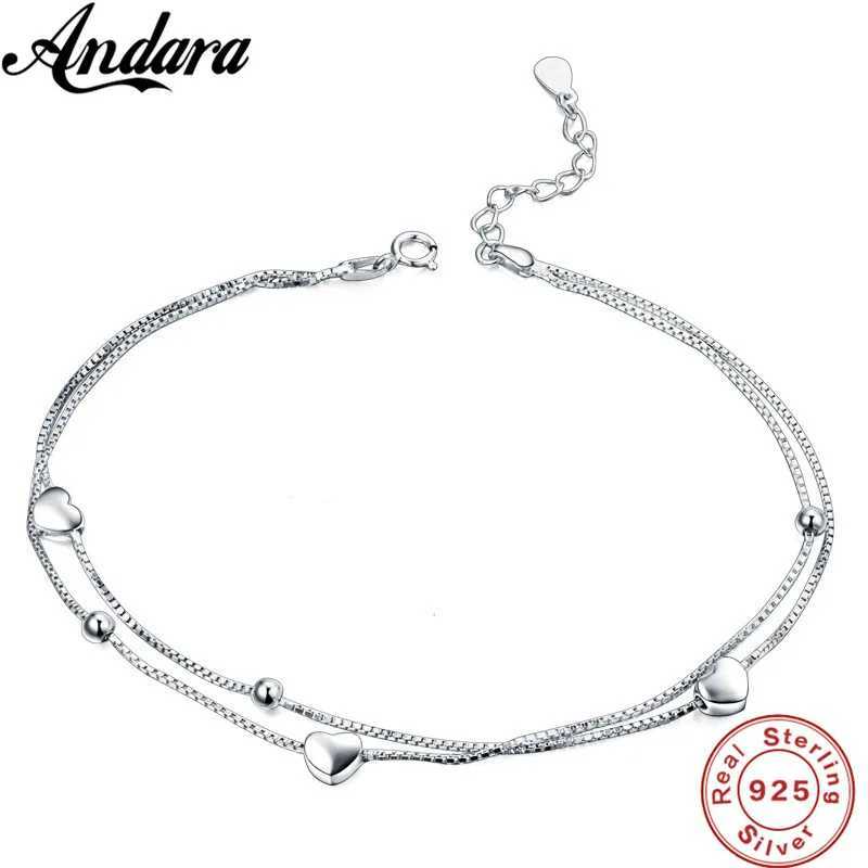 Solid Silver 100% 925 Sterling Silver Anklet Womens Double Anklets Luxury JewelryXJ250121