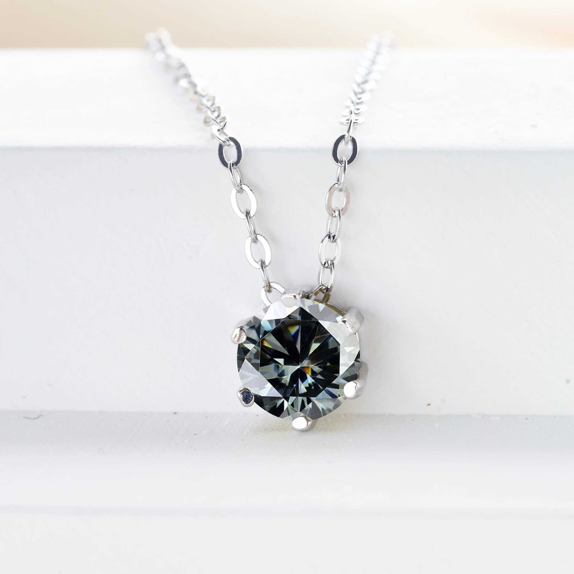 1CT six Prong Setting Moissanite Necklace D color VVS1 Lab Diamond Pendant For Women 925 Sterling Silver Wedding JewelryXJ250114