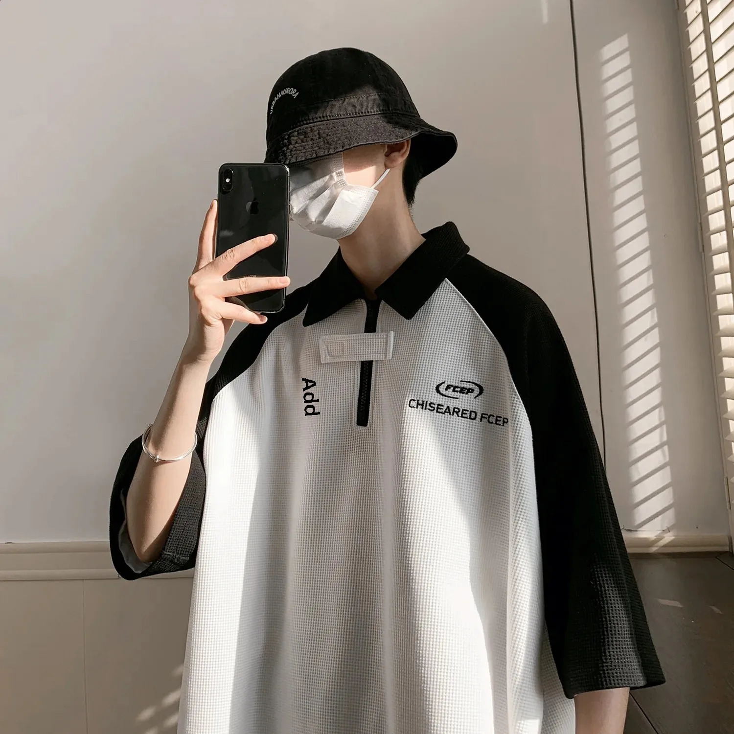 American Style Vintage Polo Shirt Mens Loose Fit Color Blocking Stripes Sweatshirt Casual Trendy For Youth Preppy 250115