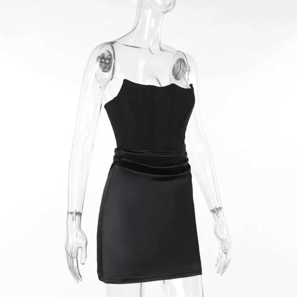 Women Summer Black Sexy Finish Bodycon Corset Tube Dresses Women Off Shoulder Sveless Party Club Dress Fashion VestidosXJ250115