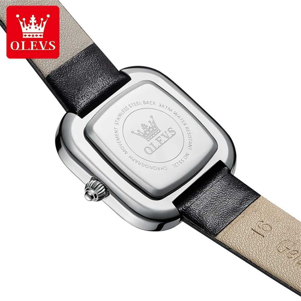 OLEVS Top Brand Fashion Wens Watches Waterproof Leather Strap Quartz Wristwatch Diamond Square Dial Ladies Watch X250203