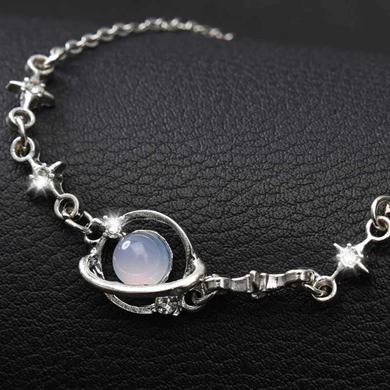 Korean Elegant Opal Space Star Bracelet For Women Ins Delicate Zircon Starlight Bracelet Girls Sliver Chains Bangle Jewelry Gift W250121