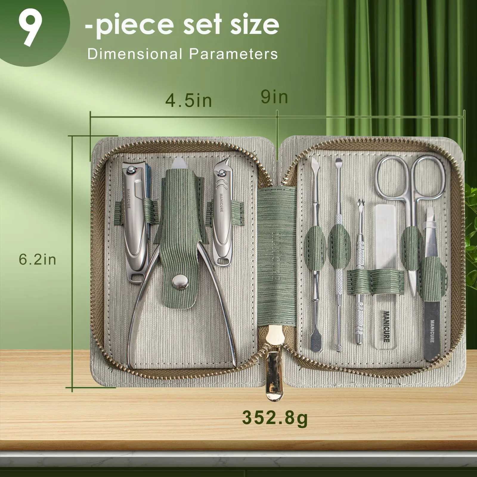 Manicure Set Professional 9 in 1 Nail Clippers Set Stainless Steel Manicure kit With PU Leather Case Fingernail Toenail ClipXJ250116