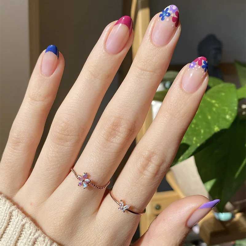 24Pcs Solid Nude Color Fake Nails with Jelly Glue Short Almond Press on False Nails Wearable Oval Finished Full Cover Nail TipsW250120