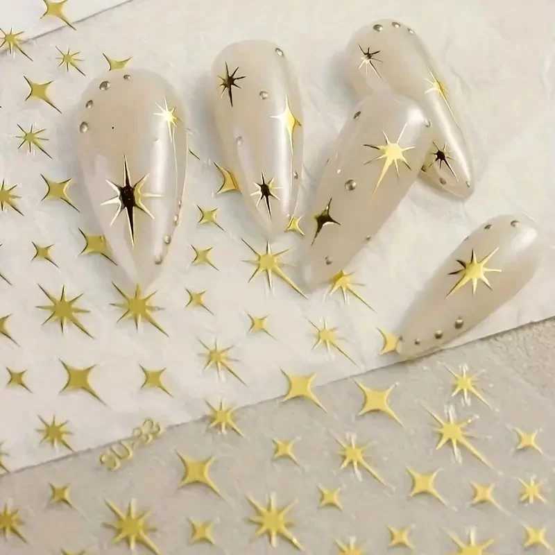 New Gold 3D Metallic Laser Starlight Nail Stickers Vibrant Y2K Nails Art Decorations for Nail Art DIY Nail Designs Easy To ApplyXJ250120