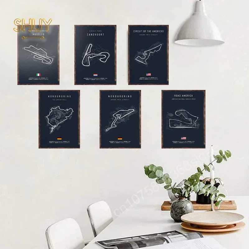 Formula 1 World Racetracks Metal Tin Sign for Room Wall Decor Poster Art Printing Pictures World Circuit Plaques Home DecorationXJ250116