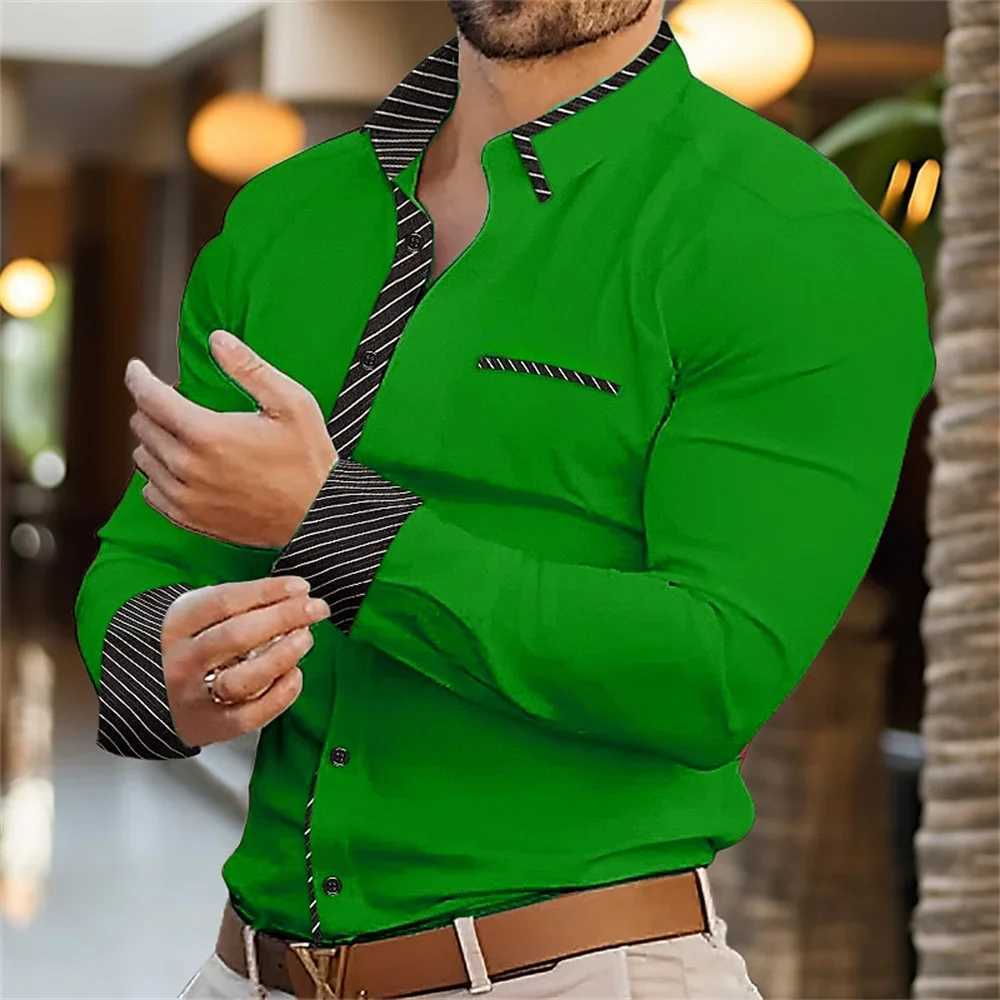 New Solid Color Splicing 3D Digital Printed Shirt Fashionable Luxury Social Mens Party Shirt Comfortable Soft Fabric XS-6XLXJ250121