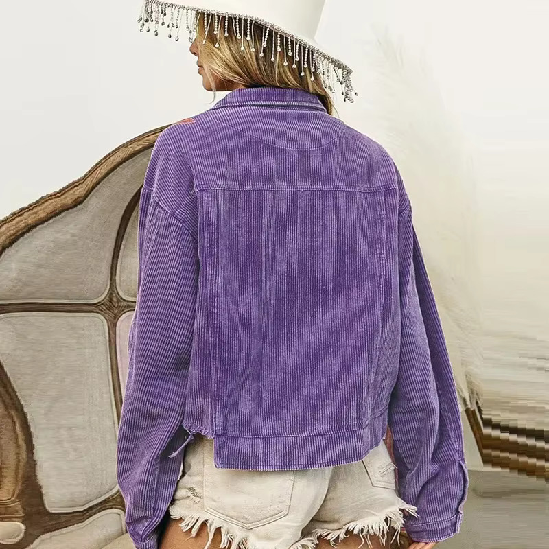 Ral Corduroy Coat Women Mardi Gras Spring Autumn Ropa Cardigan Sequin Punk Gothic Bomber Jacket Windbreaker Y2k Jackets