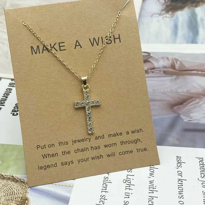 Charm Gold Color Crystal Cross Pendant Necklace For Women Men Tower Circle Owl Couple Jewelry Gift Neck Chain Choker AccessoriesXJ250121