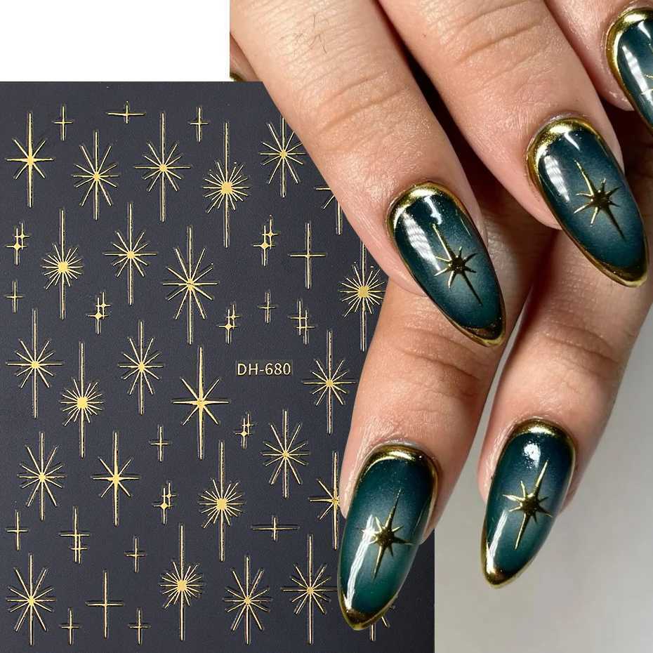 3D Stickers for Nail Gold Star Slider Holographic Bow Butterfly Design Self-Adhesive Decal Manicure Art Supplies And DecorationXJ250120