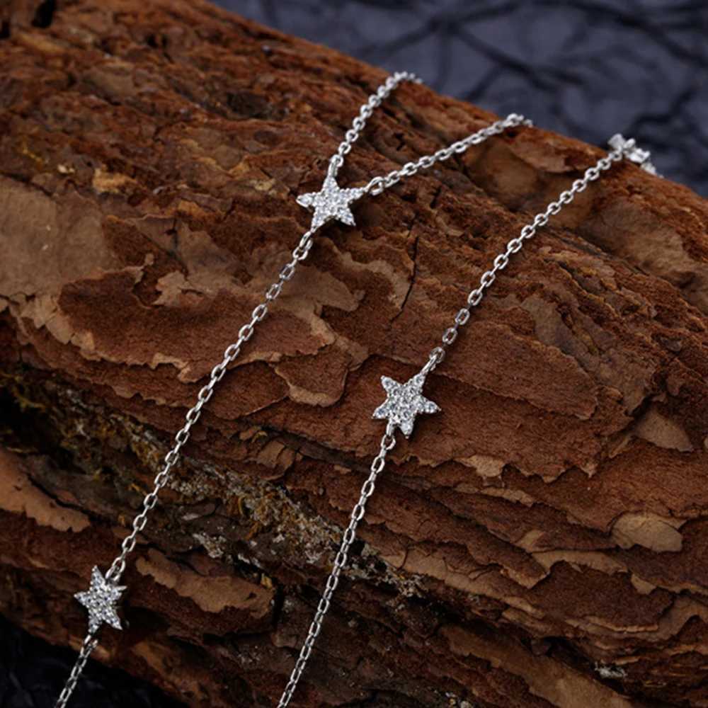 Real S925 Sterling Silver Star Necklace Women Brilliant Five Pointed Star Pendant Necklace Female Luxury Jewelry Shiny 5A ZirconXJ250114