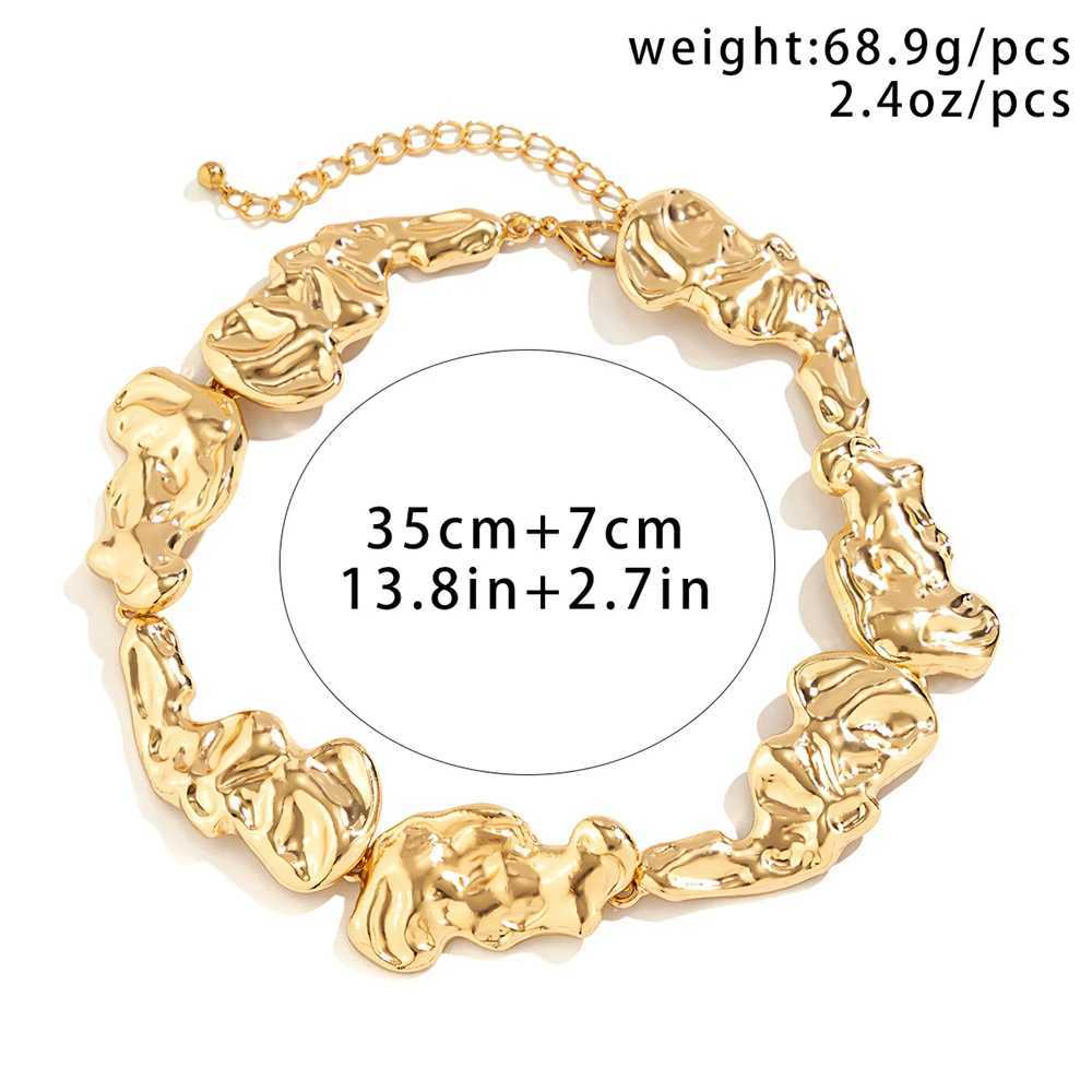 Unique Exaggerated Irregular Big Necklace for Women Creative Thick Gold and Silver Color Metal Chain Choker Fashion Jewelry GiftXJ250114