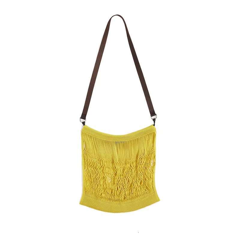 Fashion Hollow Out Women Shoulder Bags Handmade Weave Crossbody Casual Summer Beach Bag Fishnet Tote Shopper Purses 2024