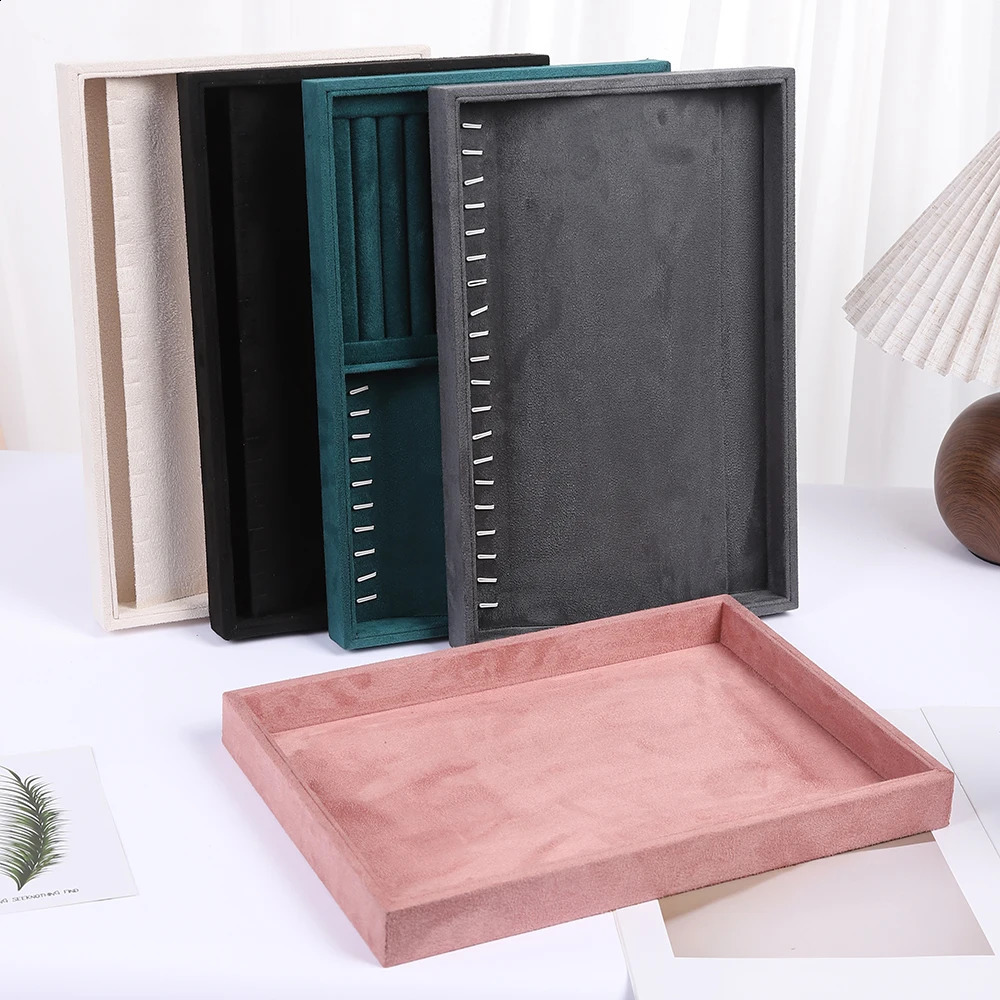 Fashion 1 Pcs Velvet Jewelry Display Tray Multicolor Organizer Holder Box Necklaces Bracelets Rings Storage Show Tray Case 250117