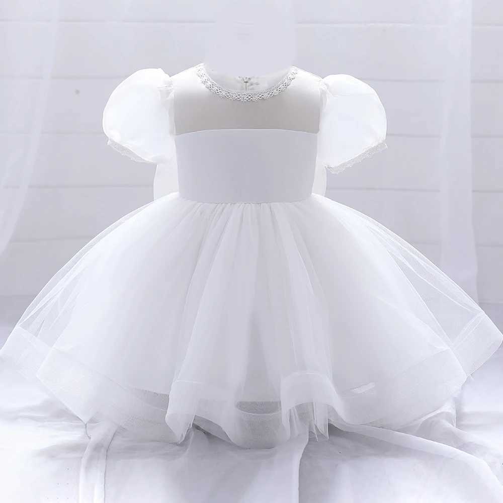 Bride maid baby dress toddler white 1st year birthday party girl princess dress newborn baptism party bow wedding dress X250203