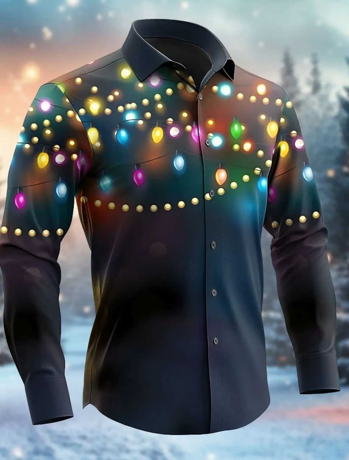 Mens 3D Printed Formal Shirts Christmas Theme Snowflakes Graphic Turn-DownLong Sleeve Shirt Fashion Mens Shirts For MenXJ250121