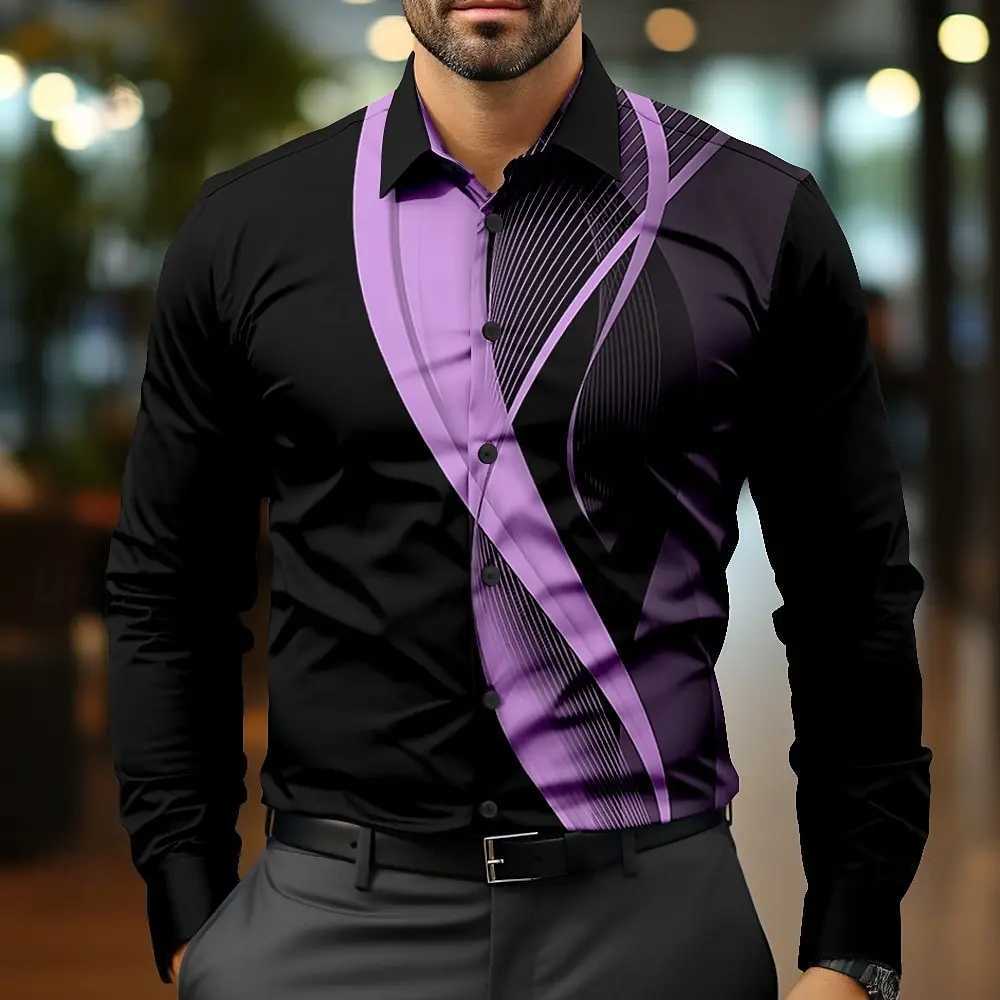 Mens Shirt Autumn Long Sleeve Shirts For Men 3d Printed Tops Street Fashion Casual Oversized Man Clothing Business Black ShirtsXJ250121