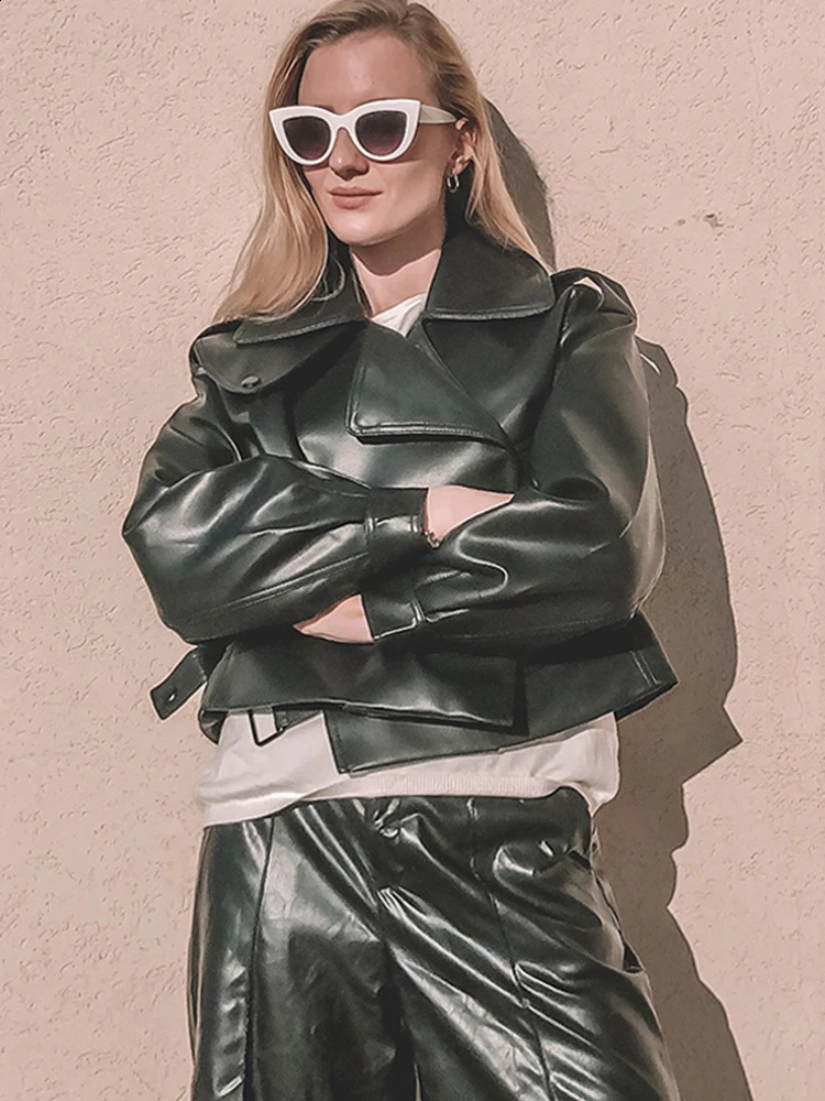 Ailegogo Arrival Winter Autumn Womens Leather Wallet Campera Chaqueta Cuero Mujer Modis Coat Women Veste Cuir De Couro 250122