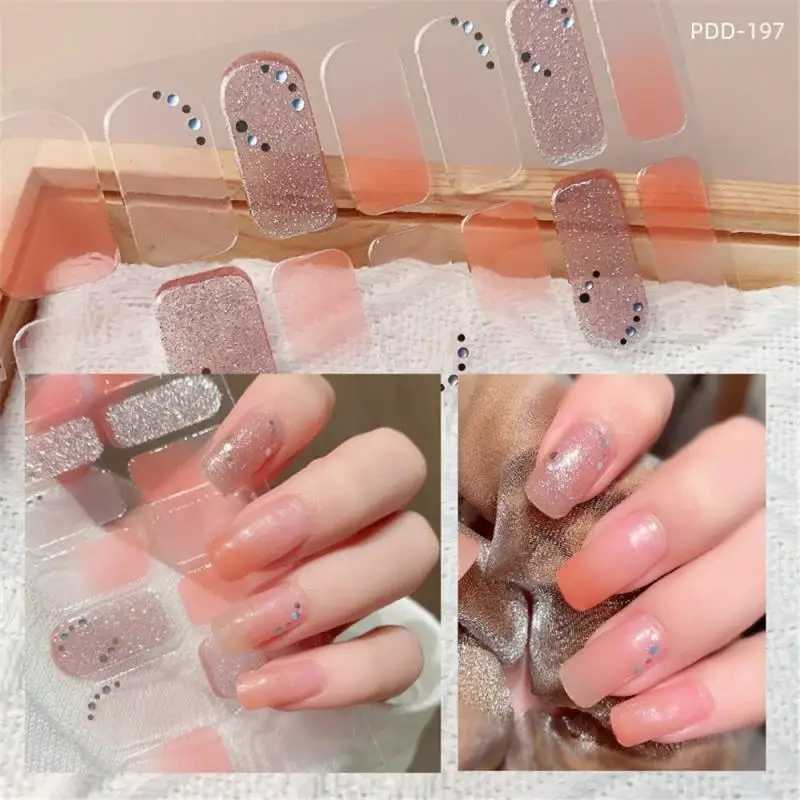 DIY Gel Nail Stickers Cured-free Long-Lasting Solid Color Nail Strips Patch Slider Sticker Full Cover Decal Nail Manicure PatchXJ250120