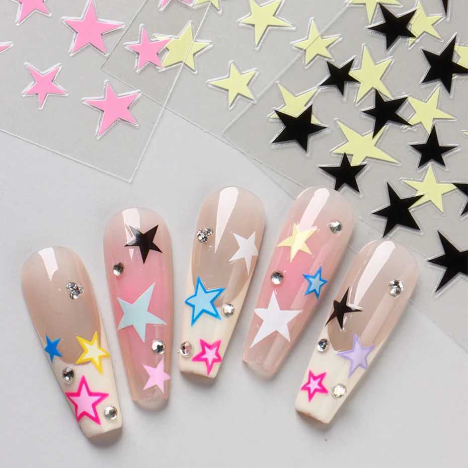 Star Nail Art Sticker Y2K Five Pointed Star Sweet Cool Simple Punk Style Self Adhesive Slider Nail Accessory Manicure DecorationXJ250120