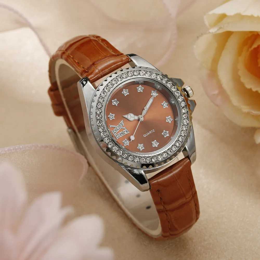 Ladies Luxury Brand Watch Fashion 2023 Day Diamond Wen Quartz Wristwatches Casual Green Leather Dress Clock Watches X250203