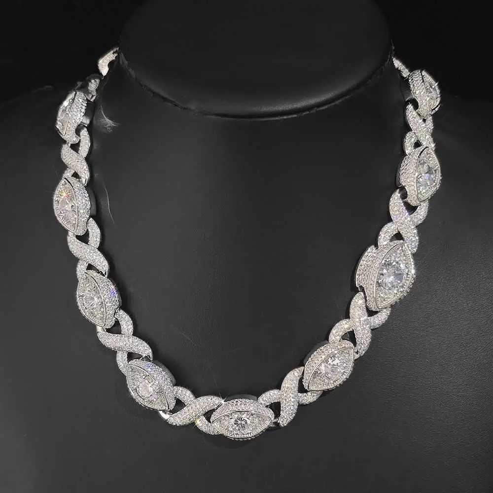 Width 15mm Silver 18k Gold Plated Bling Miami Cuban Link Chain for Men Women Oval d Out Diamond Necklace Hip Hop JewelryXJ250114