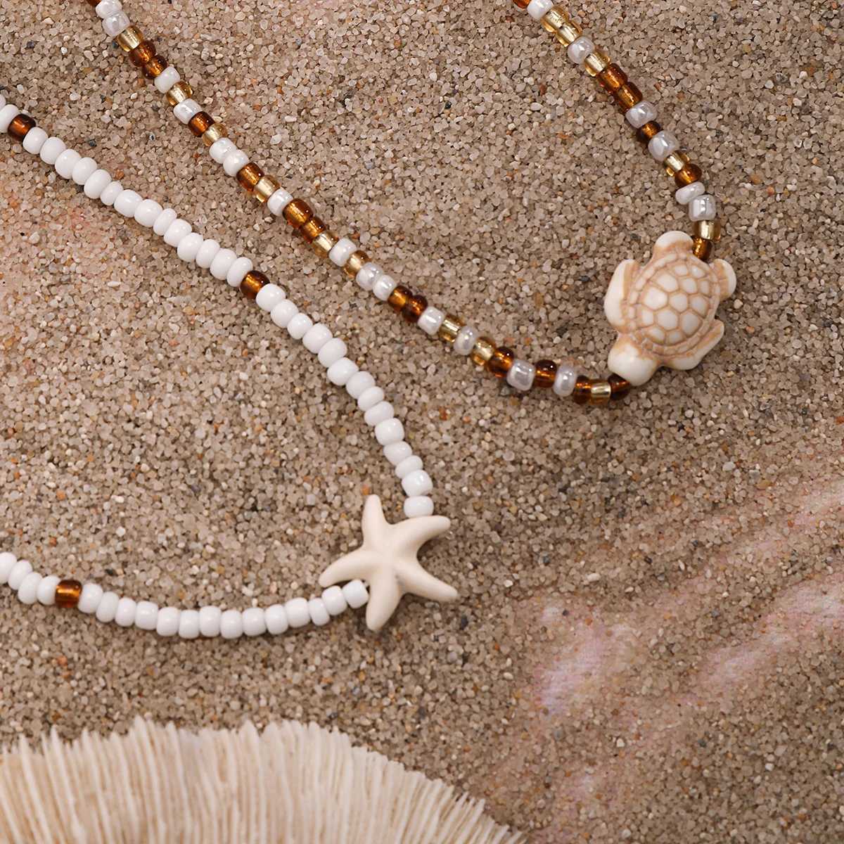 Layered Small Seed Beads Chains with Starfish Turtle Choker Necklace for Women Trendy Collar on Neck 2023 Fashion Jewelry FemaleXJ250121