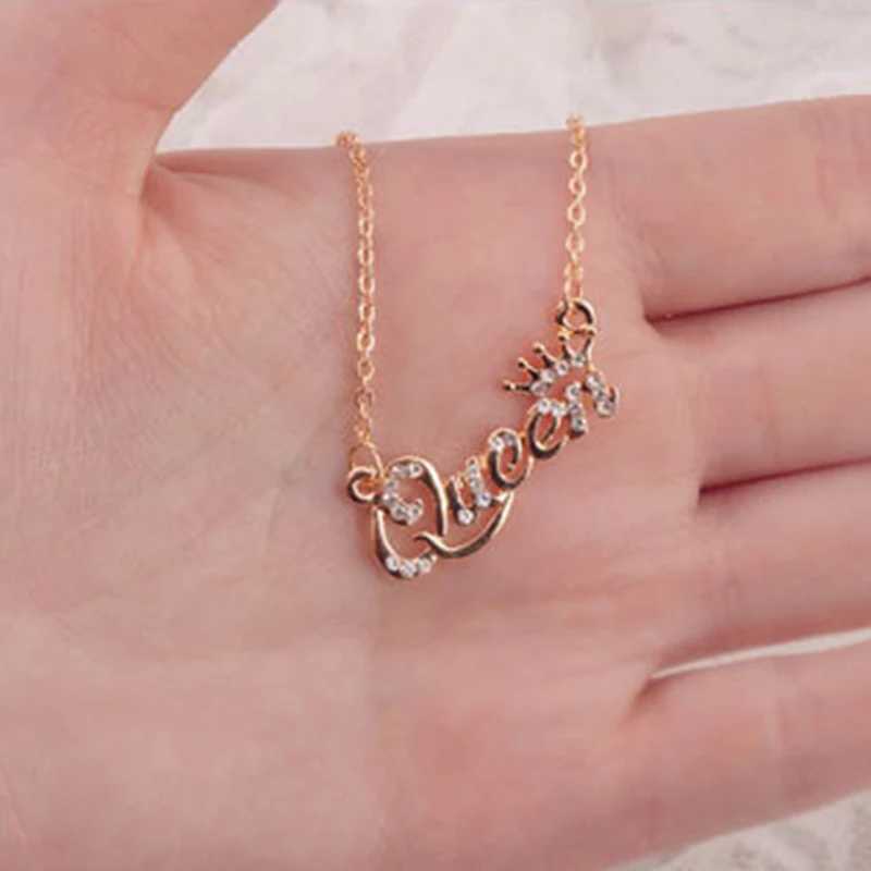 ZRM Romantic Gold Color Queen Crown Chain Necklace Zircon Crystal Necklace Girl Women Fashion Jewelry Birthday GiftsXJ250121