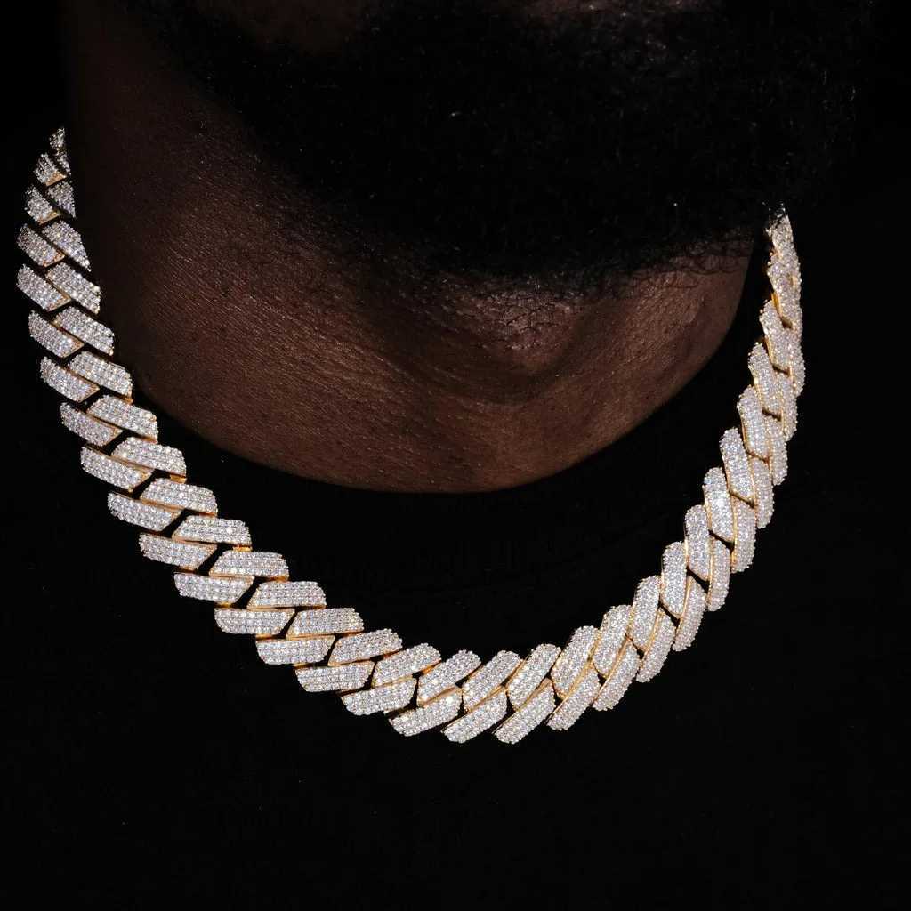 18k Gold Plated 20mm d Diamond Cuban Chain Hip Hop Rper Luxury Jewelry Thick Heavy Link Necklace for Men and WomenXJ250114