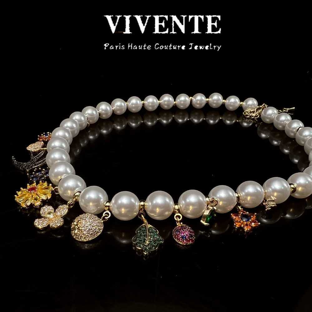 2023 Women llow Beetle Butterfly Flower Diamond Pearl NecklaceXJ250114