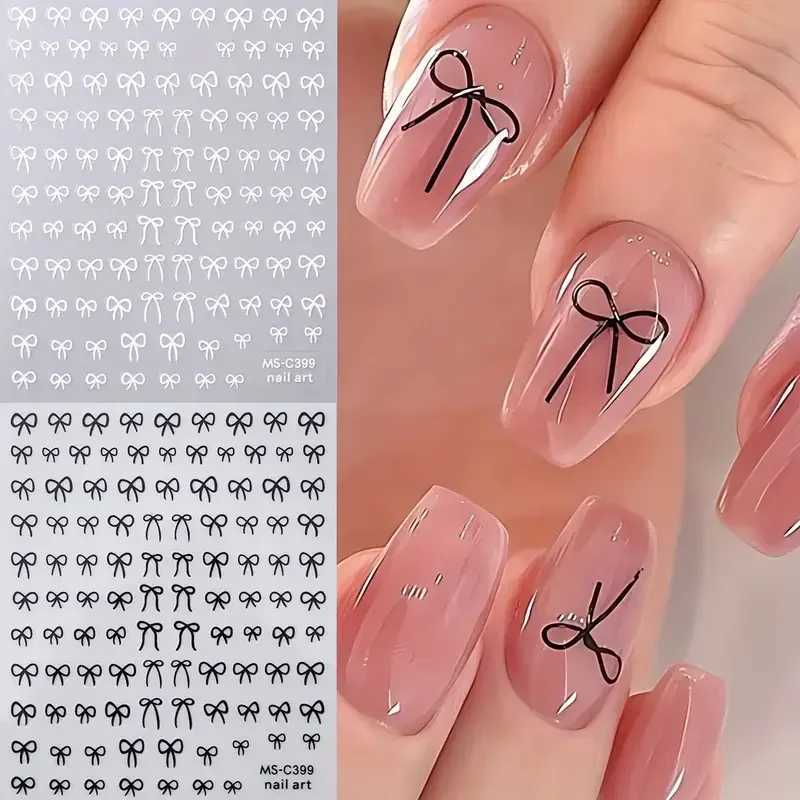 1/2pcs Black White Pink Mini Bowknot Design Nail Art Sticker Self Adhesive Lace Ribbons Bow Butterfly Decals Nail Art DecorationXJ250120