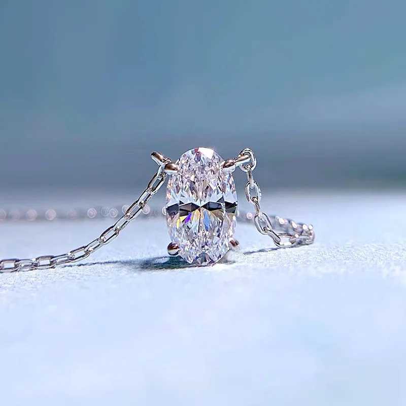 PANSYSEN Luxury 925 Sterling Silver Oval Cut High Caon Diamond Pendant Necklace 18K White Gold Plated Fine Jewelry WholesaleXJ250114